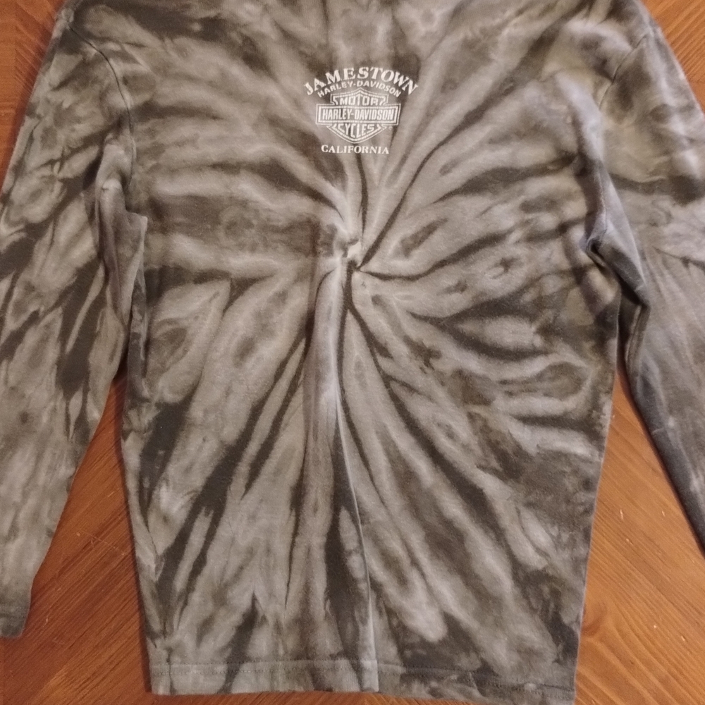 Harley-Davidson Long Sleeve Tie-Dye Tee - Olive and Brown - Picture 2 of 4